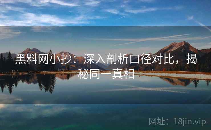 黑料网小抄：深入剖析口径对比，揭秘同一真相